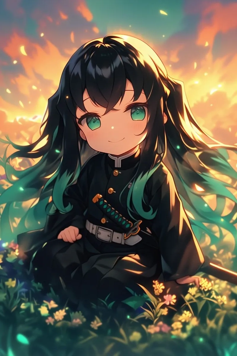 Muichiro chibi wallpaper gentle aura on screen