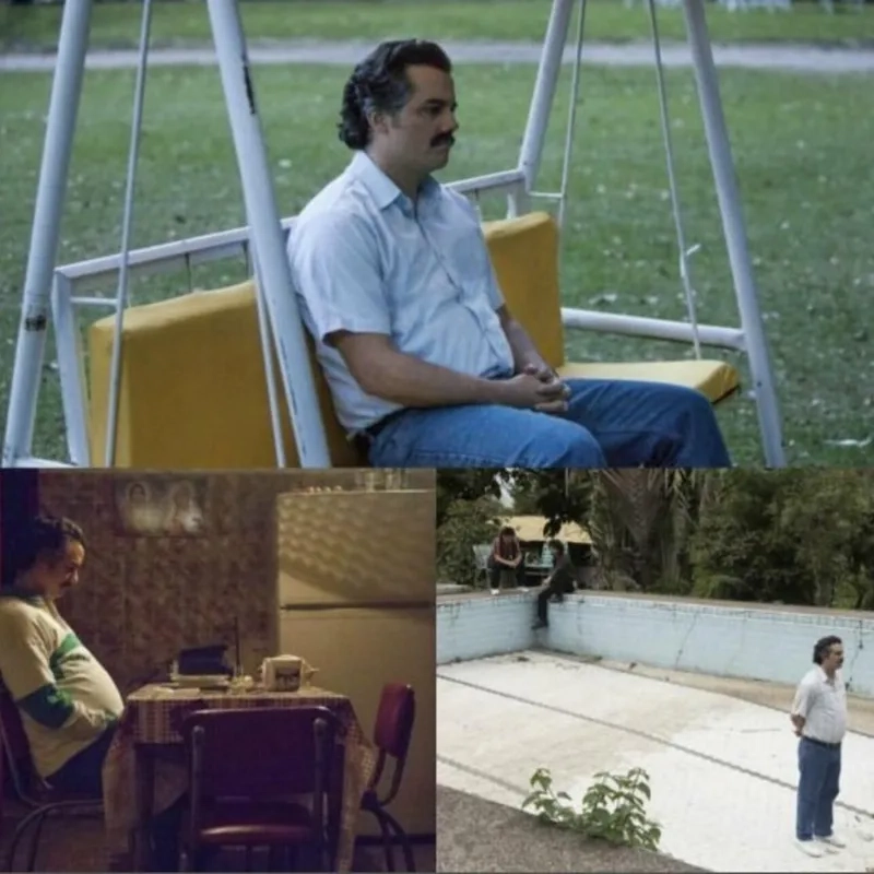A pablo escobar waiting on swing meme