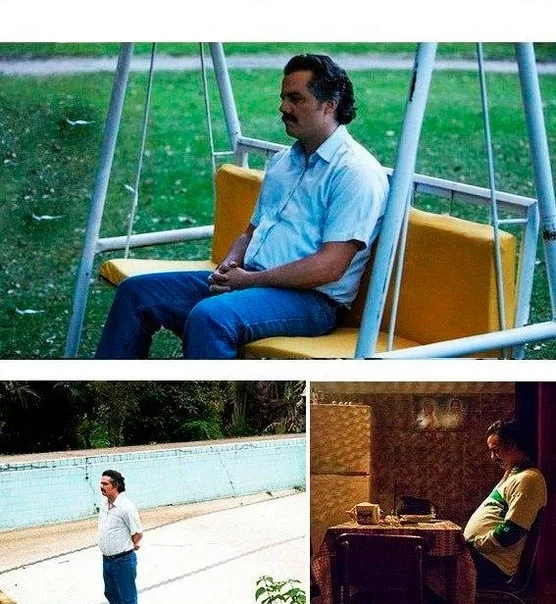 A pablo escobar waiting by the pool meme