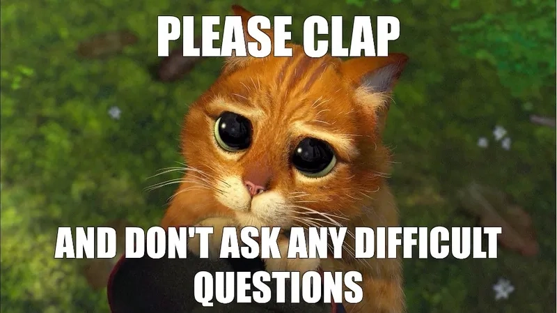 A funny dog please meme with sad eyes