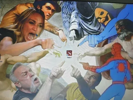 The hilarious man pointing at tv meme