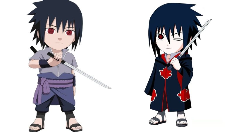 Sasuke chibi aesthetic moody aura reimagined cute