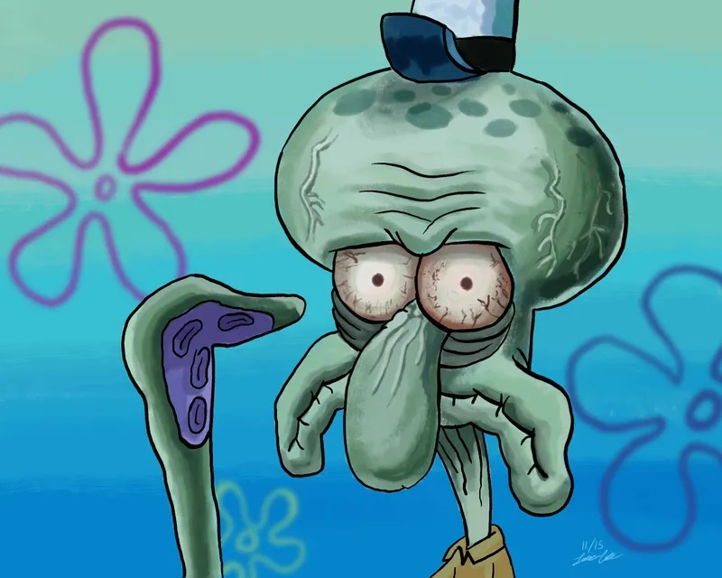 The iconic Squidward looking out window meme