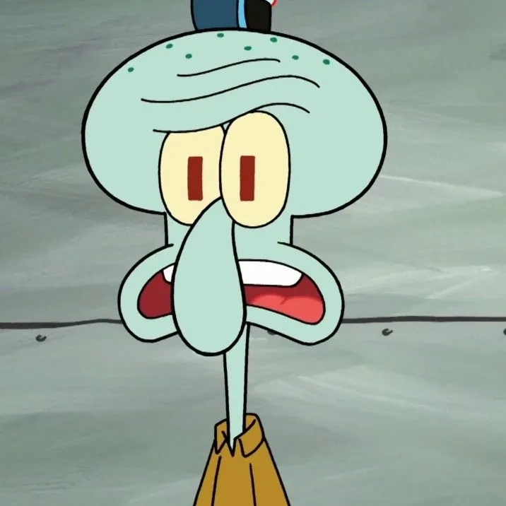 A high-quality template of the handsome squidward meme