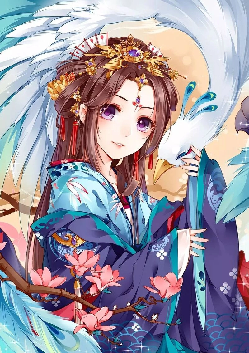 Shoujo anime style female expresses emotions
