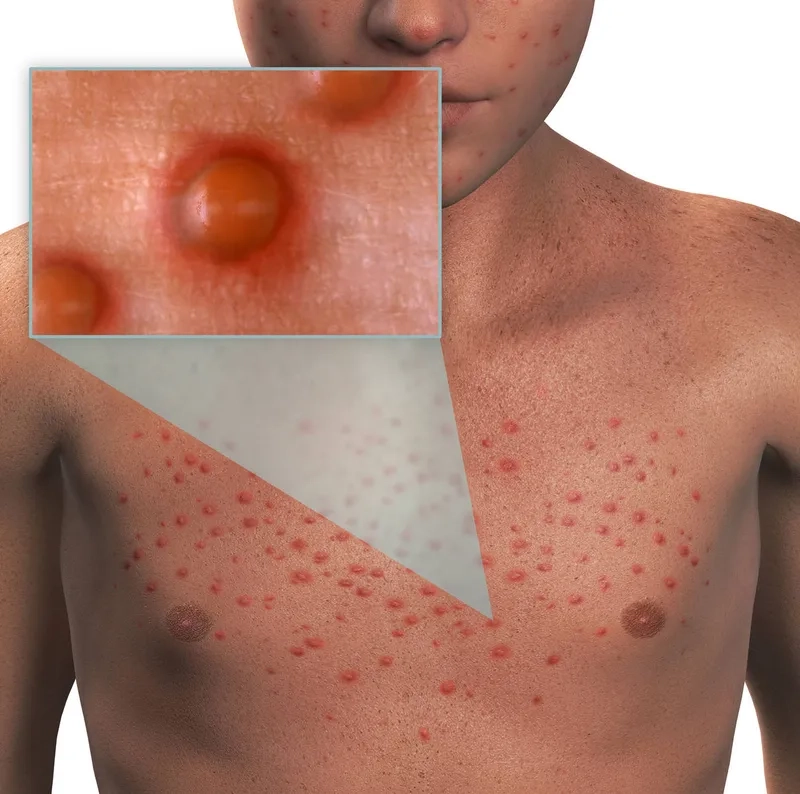 Chickenpox rash stages pictures: spot to scab