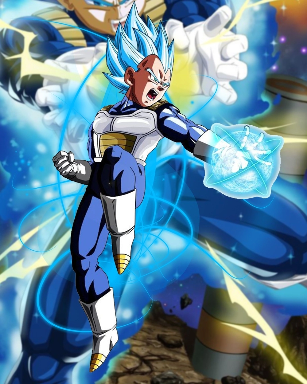 Vegeta's Final Flash blasts enemies with force